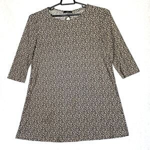 MNG Basics Dress Womens Large Black Tan  A-line Leopard Print Knee Length